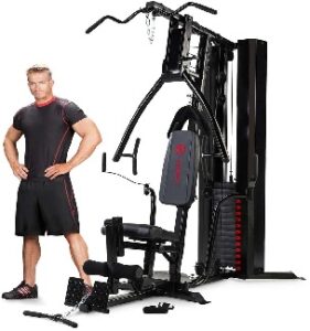 Banco de musculacion con columna de pesos de 90 kg con resistencia 115 kg.