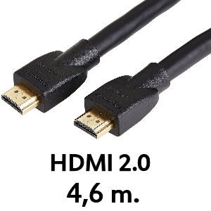 Cable HDMI 2.0 de 4,6 m. con contactos chapados en oro de 24 quilates