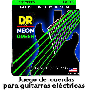 Cuerdas de neón verdes para guitarras eléctricas