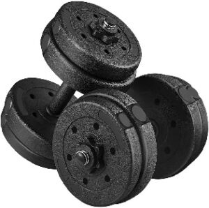 Mancuernas ajustables de 150 kg. con 4 discos de 1,5 kg. y 4 discos de 2 kg.
