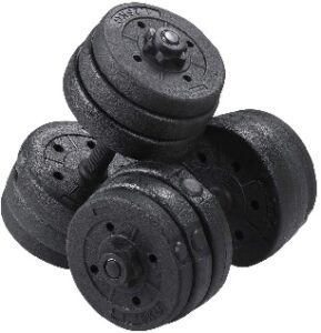 Mancuernas ajustables de 20 kg. con 12 discos de 1,25 kg., 1,5 kg. y 2 kg.