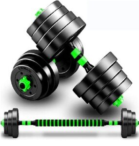 Mancuernas de 15 kg con barra para gym en casa