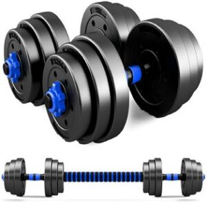 Set de pesas de 15 kg, mancuernas y barra con pesos ajustables para gym en casa