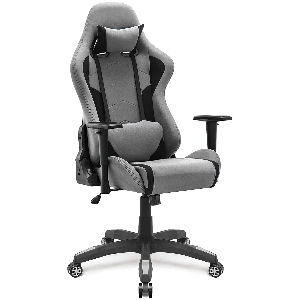 Silla gaming con altura ajustable modelo Heart, silla de tela con forma ergonómica y respaldo reclinable