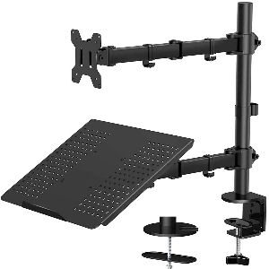 Soporte de monitor para escritorio, soporte con brazo y mesa