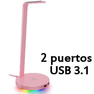 Soporte para auriculares rosa RGB con luces